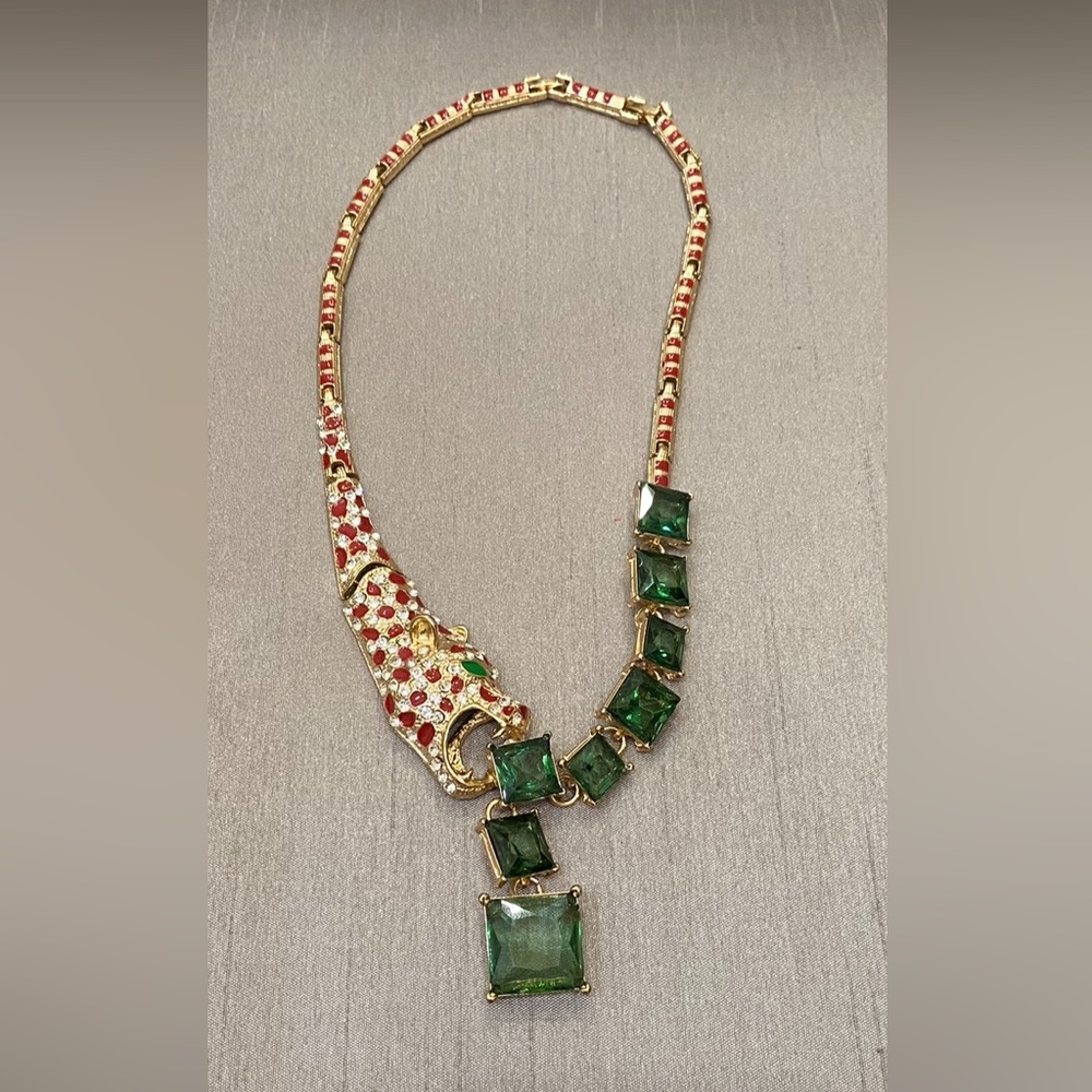 Eye Candy LA Leopard Crystal Statement Necklace